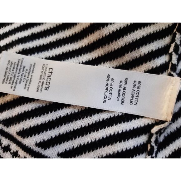 Chico's Multi Print Jacquard Cardigan Fringe Aztec Long Sleeve Size 1 Classic - Picture 8 of 13